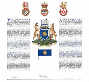 Letters patent granting heraldic emblems to the University of Lethbridge