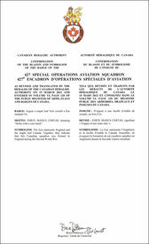 Lettres patentes confirmant le blasonnement de l'insigne du 427e Escadron d’opérations spéciales d'aviation