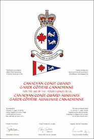 Lettres patentes concédant des emblèmes héraldiques à la Garde côtière auxiliaire canadienne