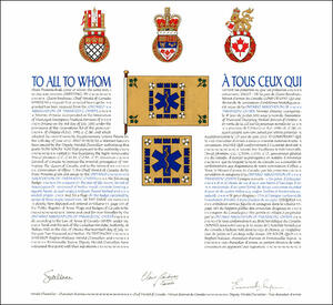 Letters patent granting heraldic emblems to the Ontario Association of Paramedic Chiefs