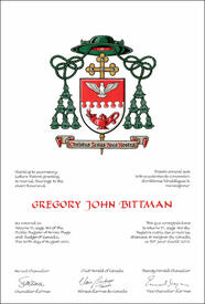 Letters patent granting heraldic emblems to Gregory John Bittman