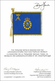 Lettres patentes approuvant le drapeau de la Branche des communications et de l'électronique