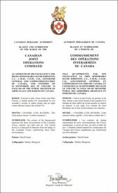 Lettres patentes approuvant l'insigne du Commandement des opérations interarmées du Canada