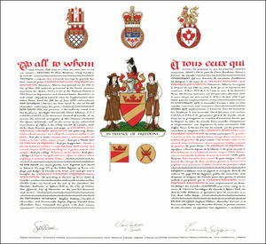 Letters patent granting heraldic emblems to Canada's National Firearms Association