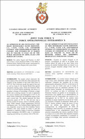 Lettres patentes approuvant l'insigne de la Force opérationnelle interarmées X