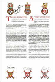 Lettres patentes concédant des emblèmes héraldiques à John James Grant