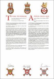 Lettres patentes concédant des emblèmes héraldiques à Brian Alexander Miron