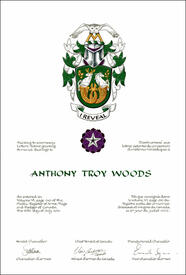 Lettres patentes concédant des emblèmes héraldiques à Anthony Troy Woods