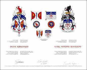 Letters patent granting heraldic emblems to Marc Antoine Bourgeois
