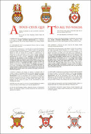 Lettres patentes concédant des emblèmes héraldiques à Marc Antoine Bourgeois