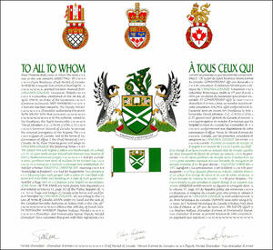 Letters patent granting heraldic emblems to the Langara College