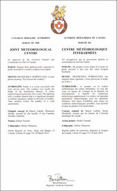Lettres patentes approuvant l’insigne du Centre météorologique interarmées