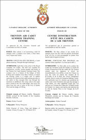 Lettres patentes approuvant l’insigne du Centre d'instruction d'été des cadets de l'air Trenton