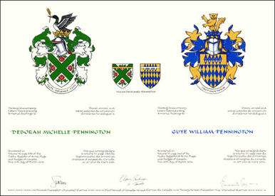 Letters patent granting heraldic emblems to Deborah Michelle Pennington