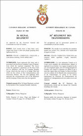 Lettres patentes approuvant l’insigne du 36e Régiment des transmissions