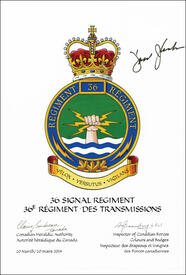 Letters patent approving the Badge of the 36 Signal Regiment