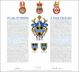 Letters patent granting heraldic emblems to William John Edwards Stewart