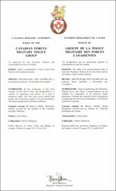 Letters patent approving the Badge of the Canadian Forces Military Police Group