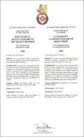 Lettres patentes enregistrant les emblèmes héraldiques de la reine Elizabeth, reine mère