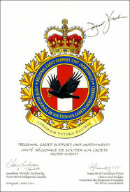 Letters patent approving the Badge of Regional Cadet Support Unit (Northwest) Letters patent approving the Badge of Regional Cadet Support Unit (Northwest)