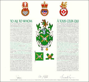 Letters patent granting heraldic emblems to Gerald Allan McKinnon