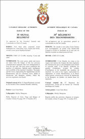 Lettres patentes approuvant l’insigne du 35e Régiment des transmissions