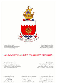 Lettres patentes concédant des emblèmes héraldiques à l'Association des familles Renaud