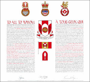 Letters patent granting heraldic emblems to St. John’s Anglican Church