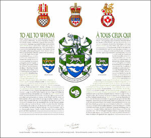 Letters patent granting heraldic emblems to Asim Ghosh
