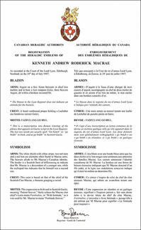 Armoiries de Kenneth Andrew Roderick Macrae Armoiries de Kenneth Andrew Roderick Macrae