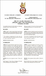 Armoiries de The St. Clair College of Applied Arts and Technology Armoiries de The St. Clair College of Applied Arts and Technology