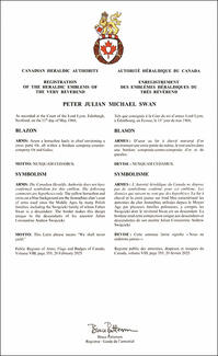 Armoiries de Peter Julian Michael Swan Armoiries de Peter Julian Michael Swan