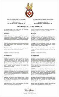 Armoiries de Franklin Wolverton Darroch Armoiries de Franklin Wolverton Darroch