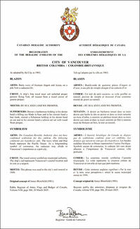 Armoiries de la City of Vancouver Armoiries de la City of Vancouver