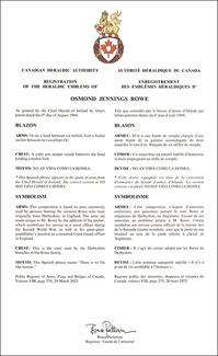 Armoiries d'Osmond Jennings Rowe Armoiries d'Osmond Jennings Rowe