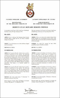 Armoiries de Derwyn Evan Howard Rokeby-Thomas