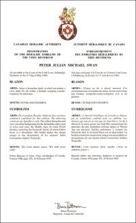 Armoiries de Peter Julian Michael Swan