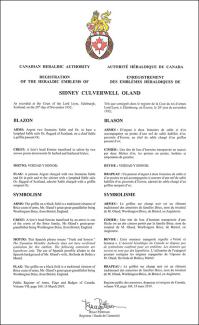 Armoiries de Sidney Culverwell Oland