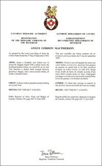 Armoiries d'Angus Gordon Macpherson