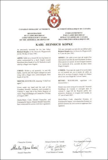 Armoiries de Karl Heinrich Kopke