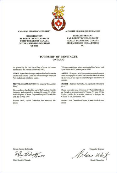 Arms of The Corporation of the Township of Montague