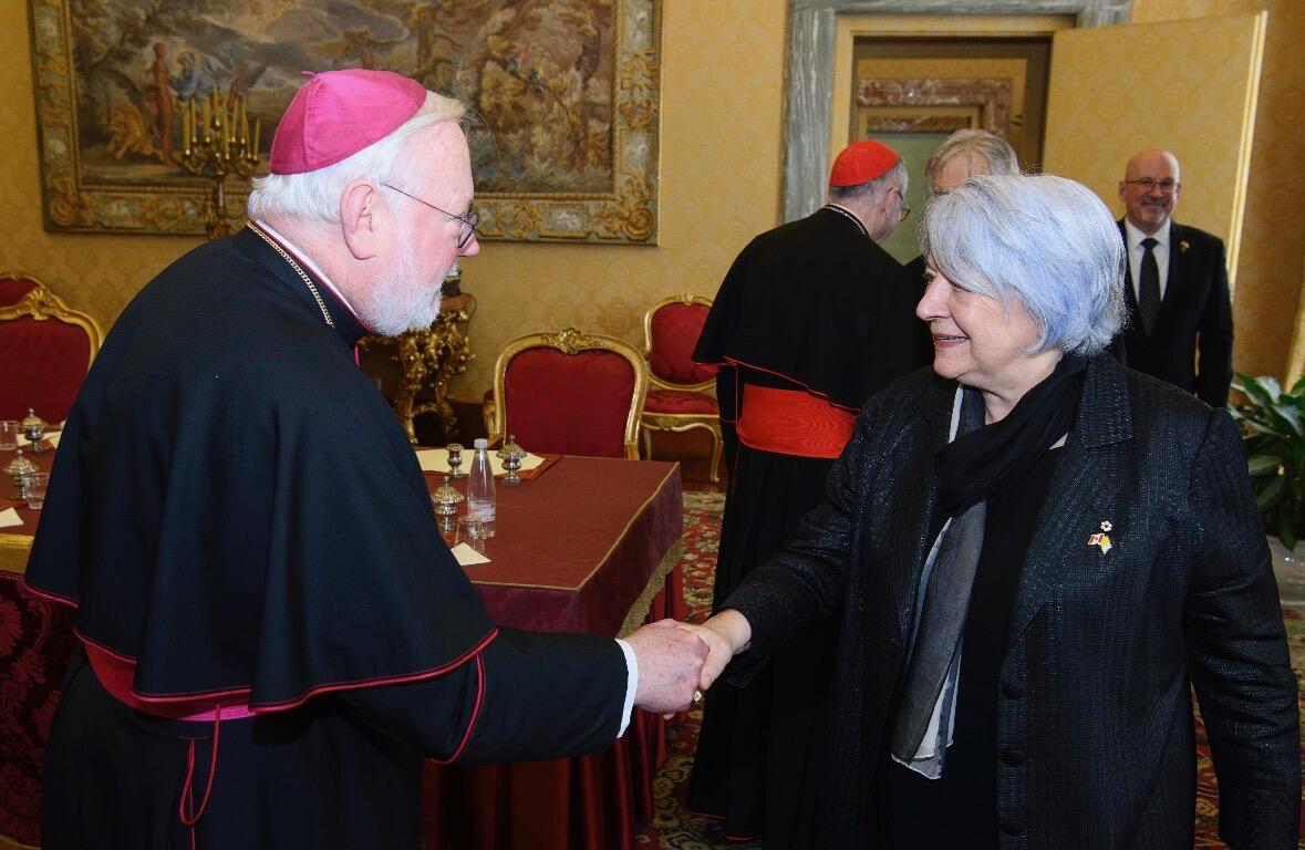 Governor General Mary Simon meeting Archbishop Paul Richard Gallagher.