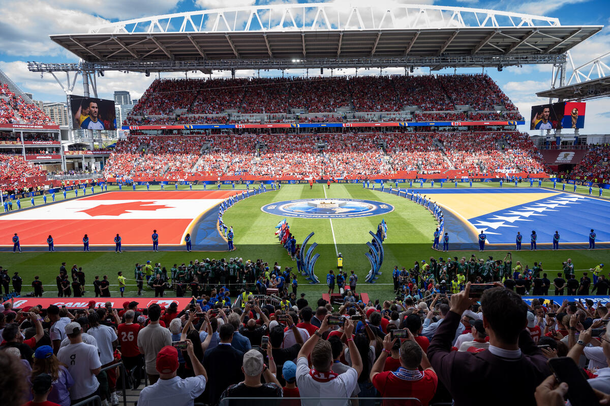 The field ahead of the soccer match between Canada and Bosnia-Herzegovina.