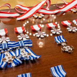 Honours decorations on a table