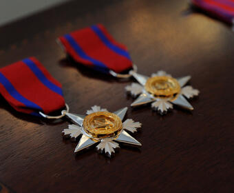 Star of courage medals on display.